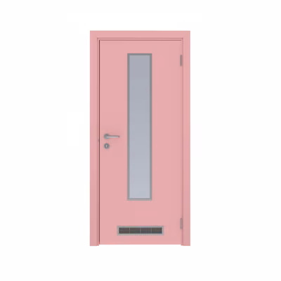 Дверь композитная Poseidon  одностворчатая RAL 3015 с остеклением №2 с вентиляционной решёткой с Al-кромкой по высоте