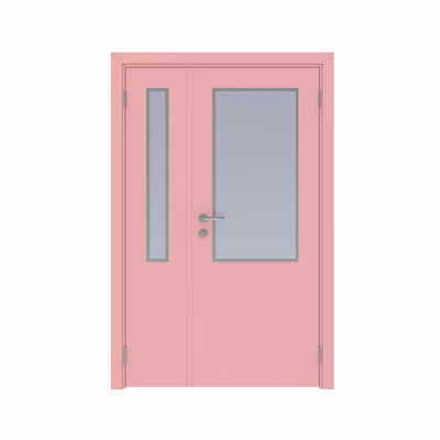 Дверь Dionysus  полуторная RAL 3015 с остеклением №3 с Al-кромкой по высоте