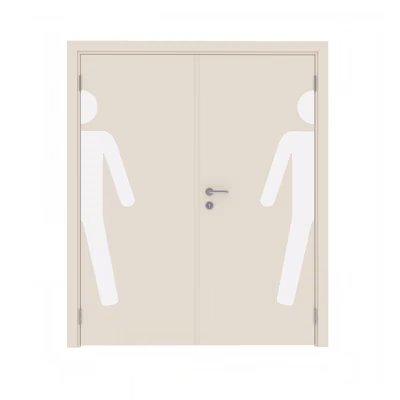 Дверь Dionysus  двустворчатая Крем матовый с наклейкой MAN с Al-кромкой по периметру
