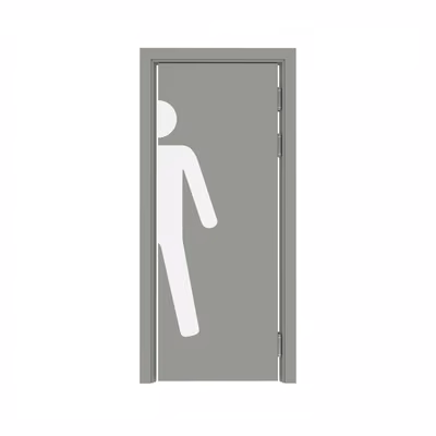 Дверь композитная Poseidon маятниковая одностворчатая Серый с наклейкой MAN с Al-кромкой по высоте