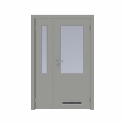 Дверь Dionysus  полуторная Серый с остеклением №3 с вентиляционной решёткой с Al-кромкой по высоте