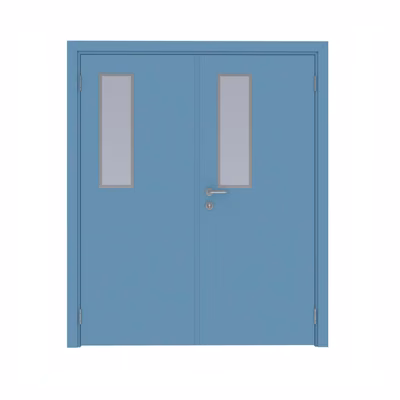 Дверь композитная Poseidon  двустворчатая RAL 5024 с остеклением №5