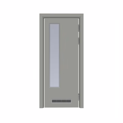 Дверь Dionysus маятниковая одностворчатая Серый с остеклением №1 с вентиляционной решёткой с Al-кромкой по периметру