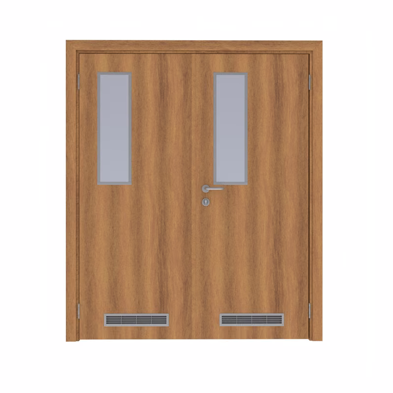 Дверь Dionysus  двустворчатая Орех королевский с перламутром с остеклением №5 с двумя вентиляционными решётками с Al-кромкой по высоте