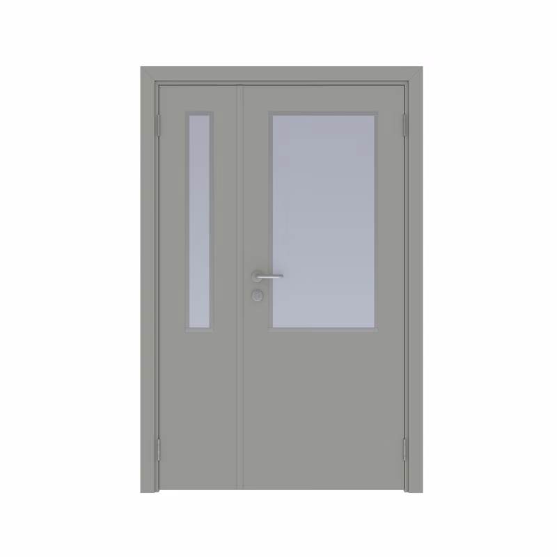 Дверь Dionysus  полуторная Серый с остеклением №7 с Al-кромкой по периметру