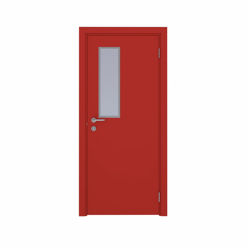 Дверь композитная Poseidon  одностворчатая RAL 3001 с остеклением №5 с Al-кромкой по высоте