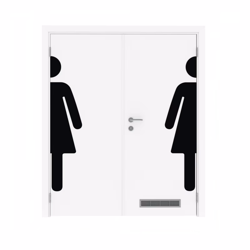 Дверь Dionysus  двустворчатая Белый с вентиляционной решёткой с наклейкой WOMAN