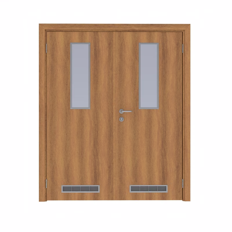 Дверь Dionysus  двустворчатая Орех королевский с перламутром с остеклением №6 с двумя вентиляционными решётками с Al-кромкой по высоте