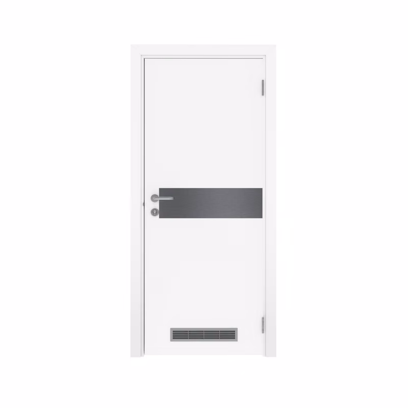Дверь Dionysus  одностворчатая Белый с отбойной пластиной на уровне рук с вентиляционной решёткой