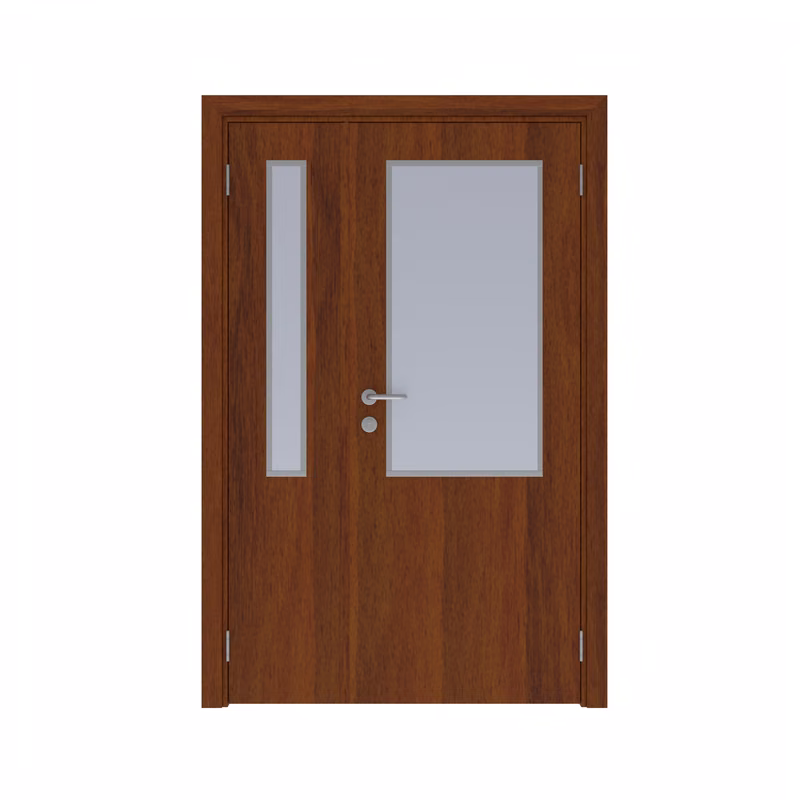 Дверь композитная Poseidon  полуторная Орех гварнери с остеклением №3 с Al-кромкой по высоте
