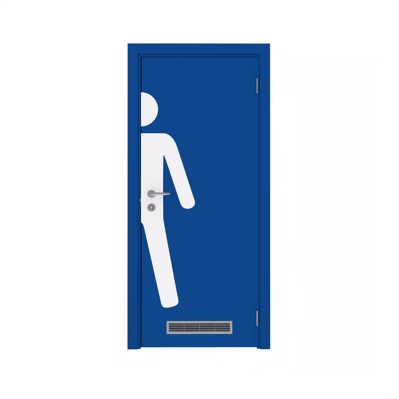 Дверь композитная Poseidon  одностворчатая RAL 5005 с вентиляционной решёткой с наклейкой MAN