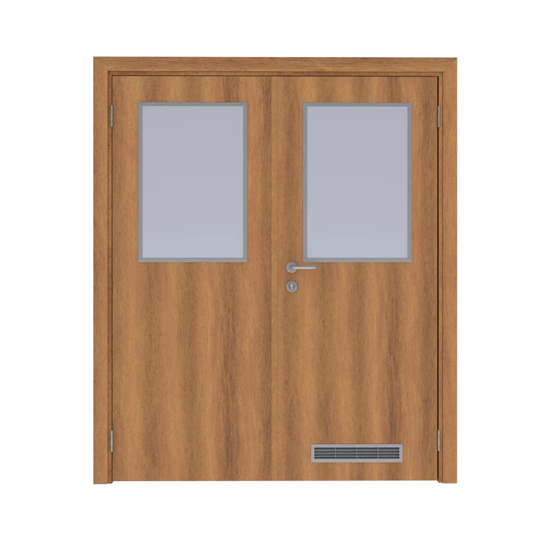 Дверь композитная Poseidon  двустворчатая Орех королевский с перламутром с остеклением №4 с вентиляционной решёткой с Al-кромкой по высоте